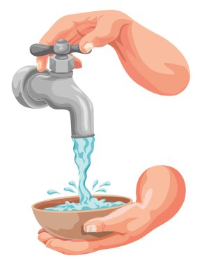 Kase su toplama eller vektör çizim.