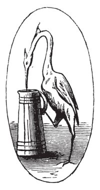 Crane, vintage oyulmuş illüstrasyon. Magasin Pittoresque 1852