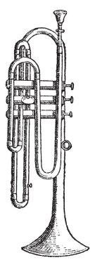 Flügelhorn, vintage illüstrasyon kazınmış. Sözlük kelimeler ve şeyler - Larive ve Fleury - 1895