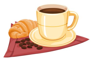 Kahve Kupası kruvasan ile vektör.
