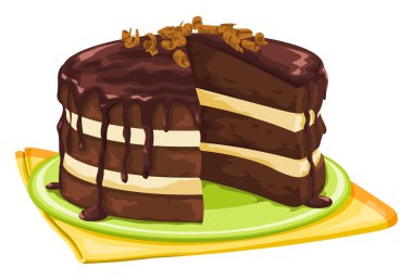 Vektör çizim eksik dilim ile çikolatalı kek.