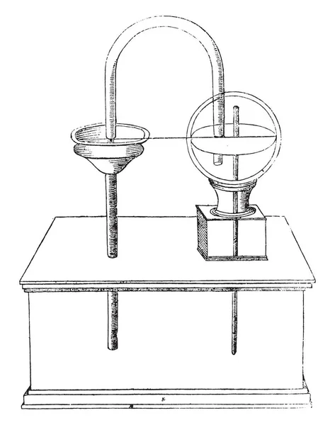 Apparecchio per la determinazione della risalita in aria dell'acqua, incisione vintage — Vettoriale Stock