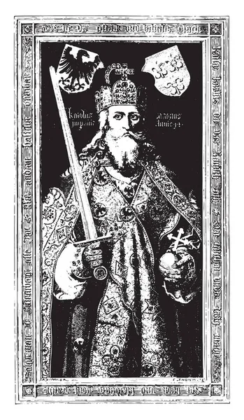 Charlemagne, d'après une estampe d'Albert dernier, gravure vintage . — Image vectorielle