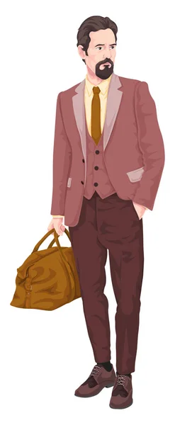 Vettore di uomo d'affari con bagagli . — Vettoriale Stock