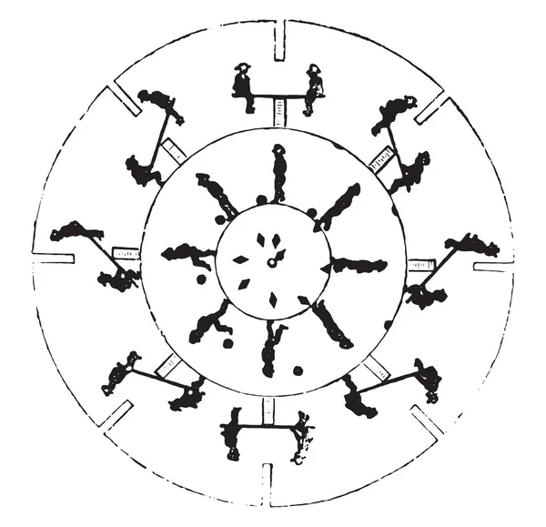 ソーマト ロープ ビンテージの刻まれた図 — ストックベクタ