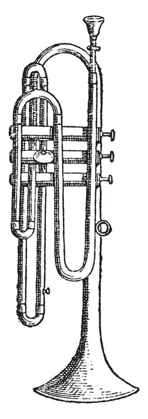 フリューゲル ホルン ヴィンテージには 図が刻まれています Larive フルーリ 1895 — ストックベクタ