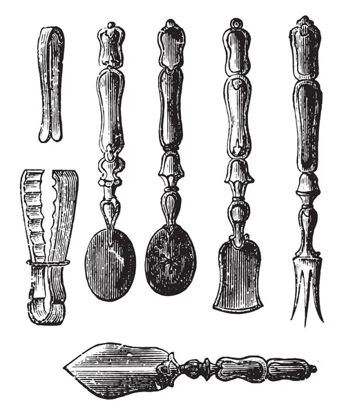 Vak Voorgerechten Vintage Gegraveerde Afbeelding — Stockvector