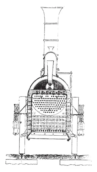 La locomotora, grabado vintage . — Archivo Imágenes Vectoriales
