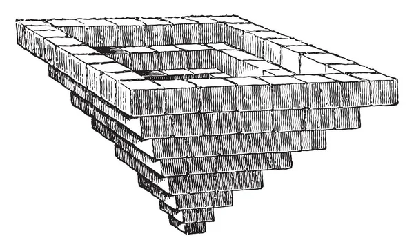 海洋の塩のホッパー ヴィンテージには 図が刻まれています マガシンドス Pittoresque 1867 — ストックベクタ