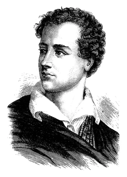 Lord Byron, gravure vintage . — Image vectorielle