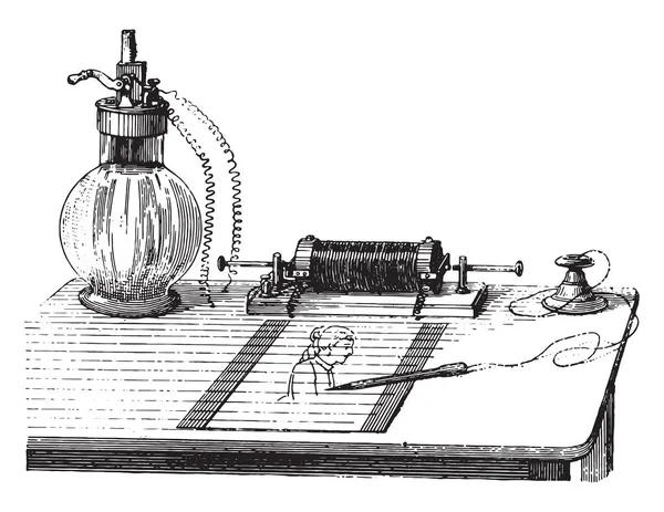 Matita Voltaica Illustrazione Incisa Epoca Magasin Pittoresque 1880 — Vettoriale Stock