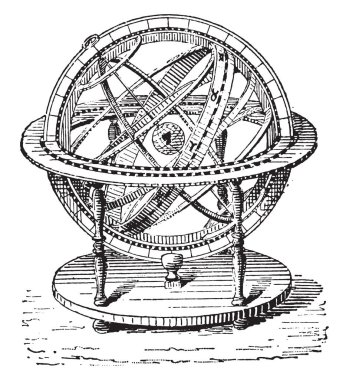 Armillary küre, vintage oyma.