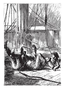 Her üç devrildi, vintage oyulmuş illüstrasyon düştü