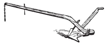 Pulluk, vintage illüstrasyon kazınmış. Sözlük kelimeler ve şeyler - Larive ve Fleury - 1895