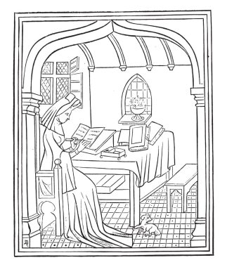 Christine de Pisani yaptığı çalışmada, vintage oyma.