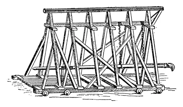 破城槌 ヴィンテージには 図が刻まれています Larive フルーリ 1895 — ストックベクタ