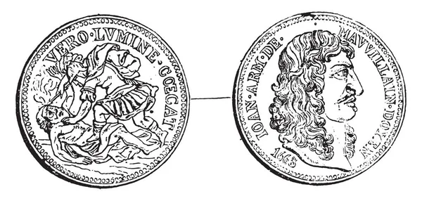 Знак Мовилена Винтажная Гравированная Иллюстрация Магасин Питтореске 1857 Года — стоковый вектор