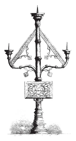 Candelabra Com Três Ramos Igreja Saint Vaast Gaurian Bélgica Ilustração — Vetor de Stock