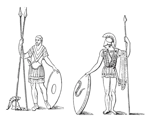 Fig. 6- Capitán jefe, Fig. 7- Phalangarque, grabado vintage . — Vector de stock