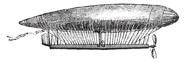 电动气球飞艇 老式雕刻插图 词汇与事物辞典 Larive 和弗勒勒 1895 — 图库矢量图片