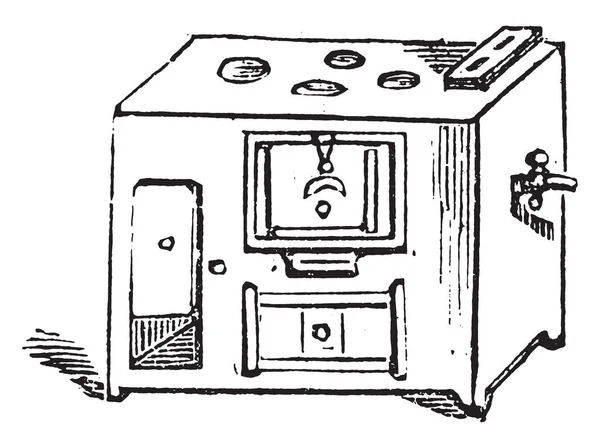 Belgian Portable Stove Vintage Engraved Illustration — Stock Vector