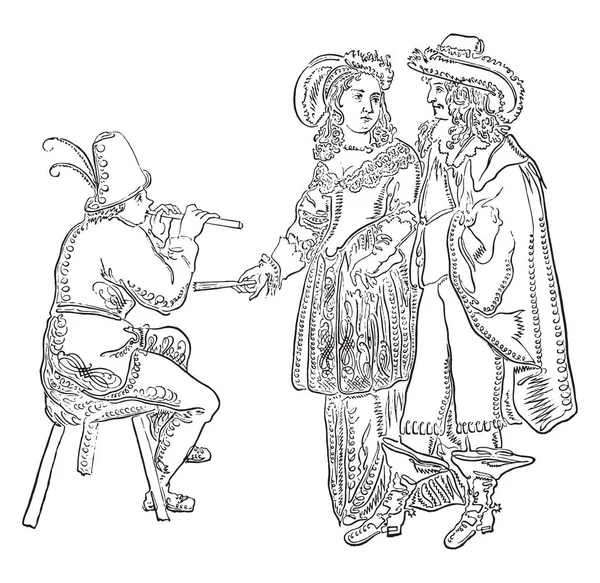 Перо малюнками на Шевальє де Berny, сімнадцятого століття, vin — стоковий вектор
