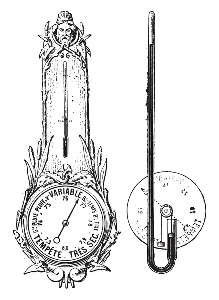 Barometr Dial Vintage Grawerowane Ilustracja Słownik Słów Rzeczy Larive Fleury — Wektor stockowy