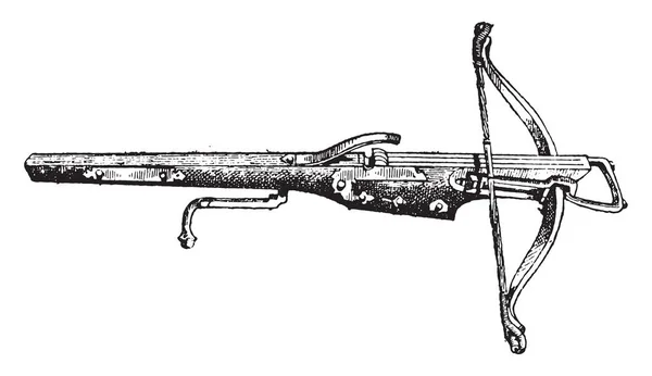 Crossbow Rodada Vintage Gravada Ilustração Dicionário Palavras Coisas Larive Fleury — Vetor de Stock