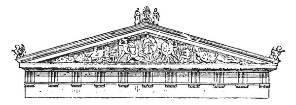 Акротерион, фронтон храма Эгины, винтажная гравировка
.