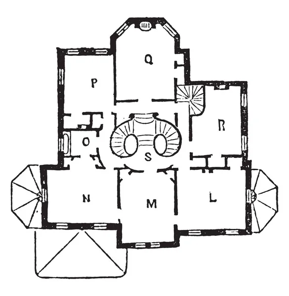 Второй этаж, винтажная гравировка . — стоковый вектор