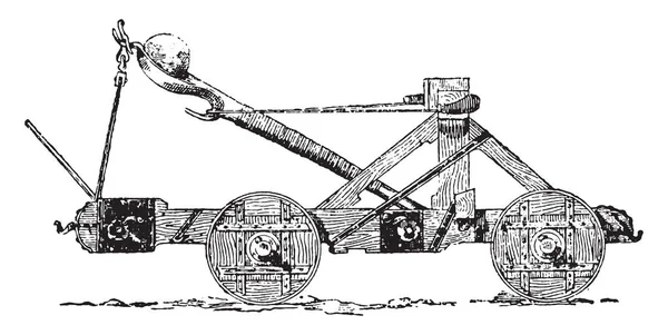 Баллиста Старинная Гравированная Иллюстрация Словарь Слов Вещей Larive Fleury 1895 — стоковый вектор