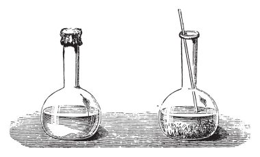 Instant crystallization of sodium sulfate, vintage engraved illustration. Magasin Pittoresque 1867. clipart