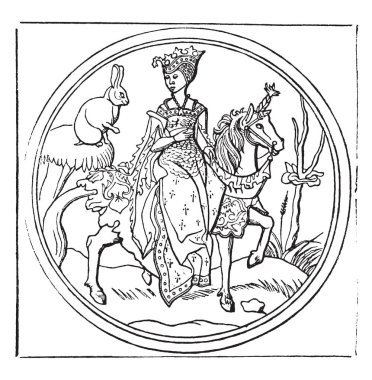 Lady Bunny veya Quadrupede, vintage oyulmuş illüstrasyon. Magasin Pittoresque 1836