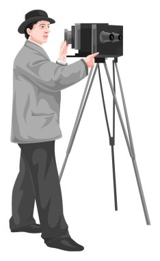 fotoğrafçı kamera ile vektör çizim.