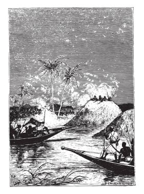 Tüm tekneler, biri ateş vintage oyma.