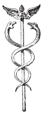 Caduceus, vintage oyma.