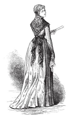 Yurtsever kostümleri 1793. -Tartışmalı bir damga zamanı, vintage kazınmış şekil. Magasin Pittoresque 1880