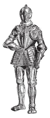 Zırh, vintage illüstrasyon kazınmış. Sözlük kelimeler ve şeyler - Larive ve Fleury - 1895