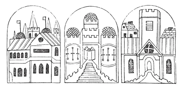 Esculturas desde el púlpito de la iglesia de Santa Catalina, vinta — Archivo Imágenes Vectoriales