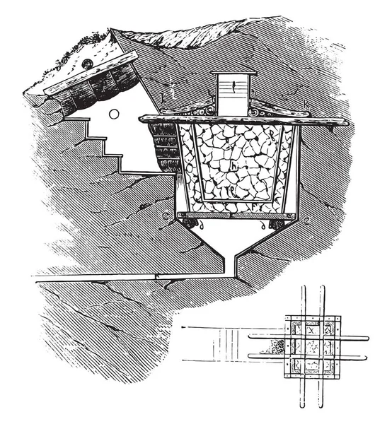 Petite Glacière Économique Illustration Gravée Vintage — Image vectorielle