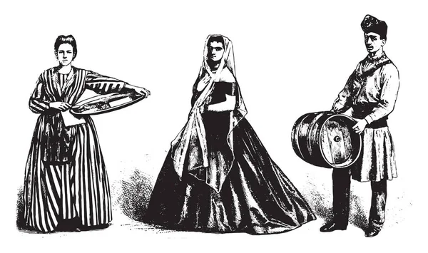 Дженовезе костюми, торгових farinata, Бісквіт з в Mazze — стоковий вектор
