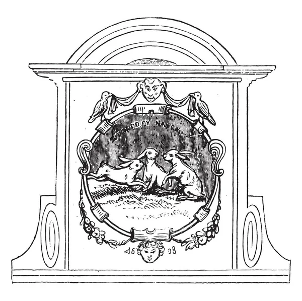 Három Nyúl Vintage Vésett Illusztráció Magasin Pittoresque 1852 — Stock Vector