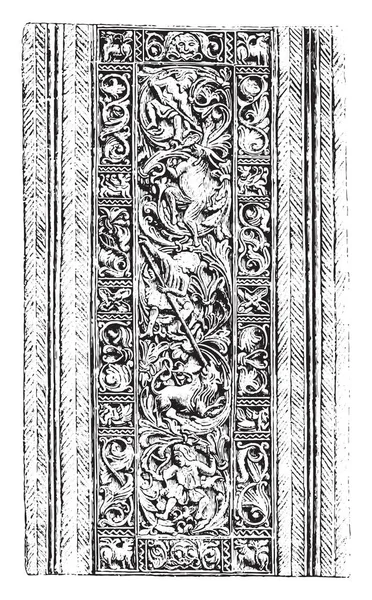 Sopra Una Scatola Scolpita Dell Isola Giava Dimensioni Esatte Illustrazione — Vettoriale Stock