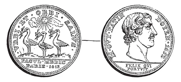 トークン ヴィンテージには 図が刻まれています マガシンドス Pittoresque 1857 — ストックベクタ
