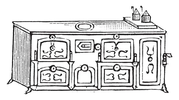 Estufa Inglesa Ilustración Grabada Vintage — Archivo Imágenes Vectoriales