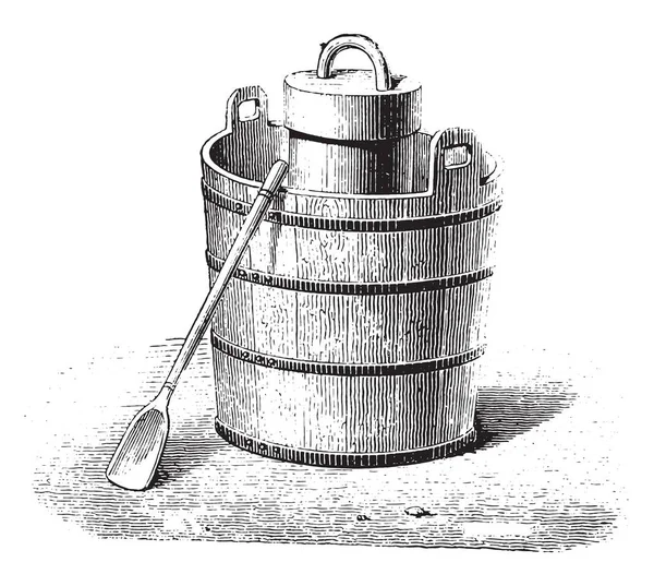 Ice Cream Maker Utensils Vintage Engraved Illustration Magasin Pittoresque 1867 — Stock Vector