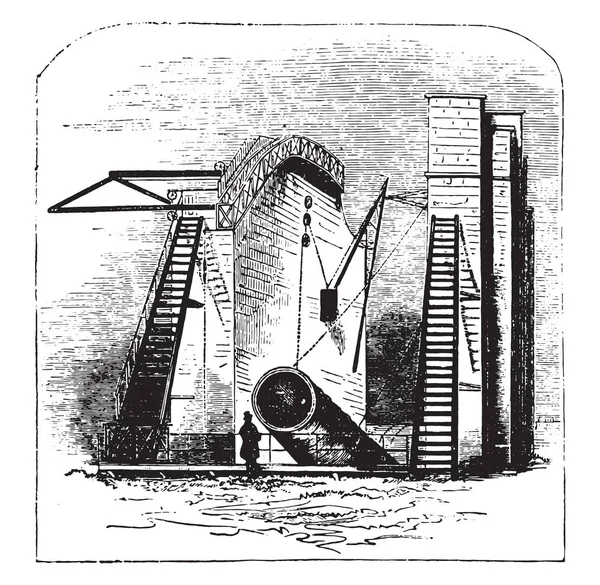 Grand Télescope Rosse Illustration Gravée Vintage — Image vectorielle