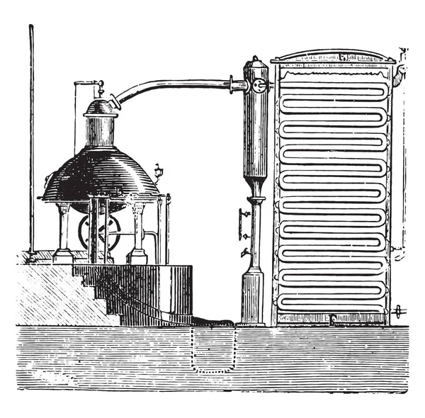 Apparater För Koncentrationen Betor Juice Vintage Ingraverad Illustration — Stock vektor