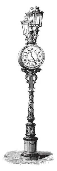 Pneumatic clock, in Paris, vintage engraving. — Stock Vector