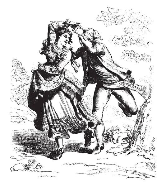 Ženci tanec v Abruzzo, od Bartolomeo Pinelli, vintage engra — Stockový vektor
